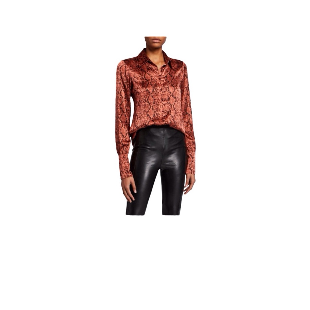 Cinq a’ Sept Isha 100% Silk Python-Print Top. Size S
